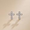 Silver Shiny Zircon Cross Stud Earrings for Women Men Punk Rock Earring Hiphop Ear Jewelry