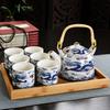 ZISIZ Retro Blue and White Porcelain Tea Pot