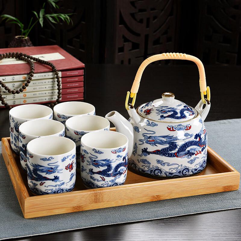 ZISIZ Retro Blue and White Porcelain Tea Pot
