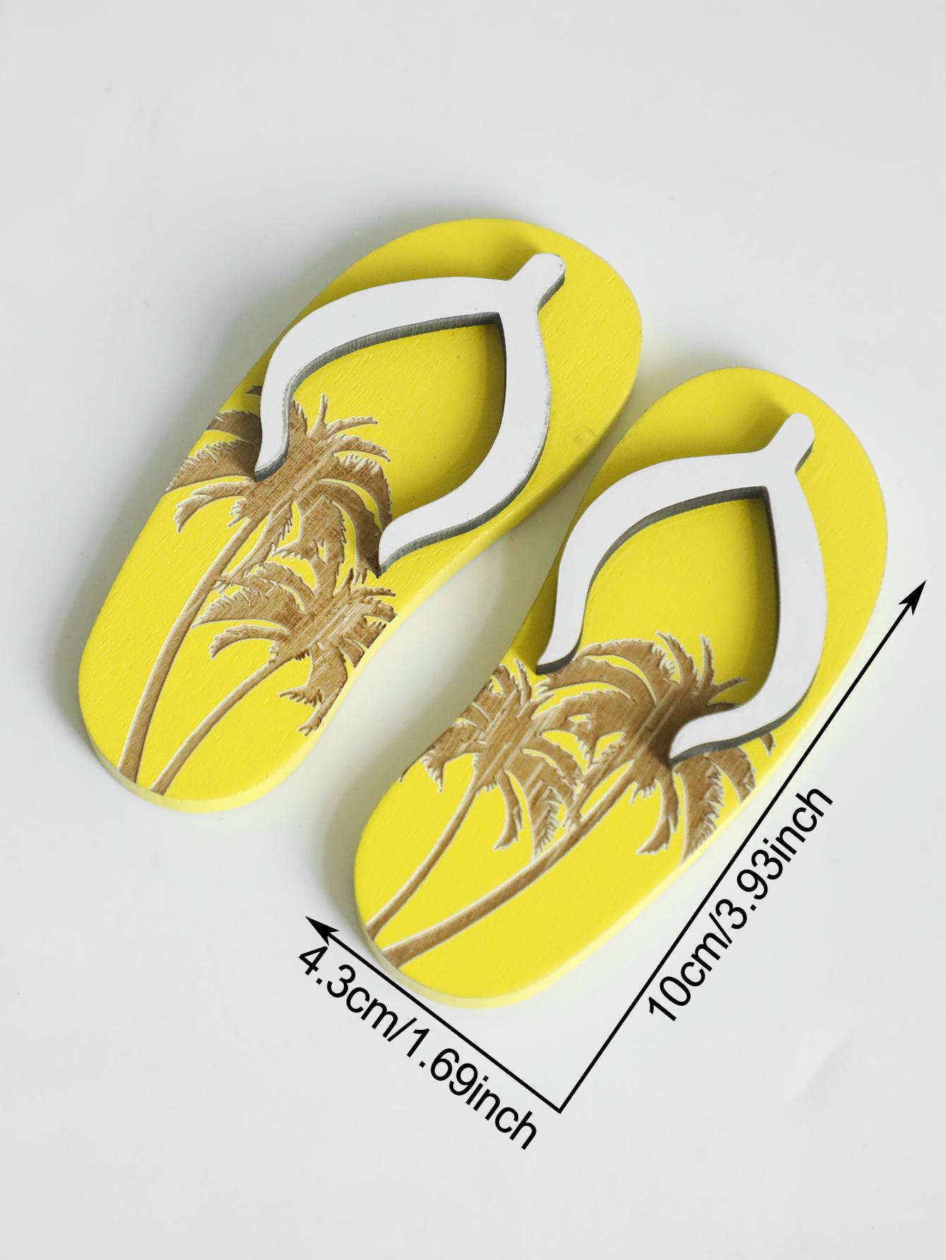 

Boho Wood Flip-Flop Desktop Decoration-Palm Tree Pattern, Tropical Style Ornaments for Home, Ideal Summer Tabletop/Shelf Display