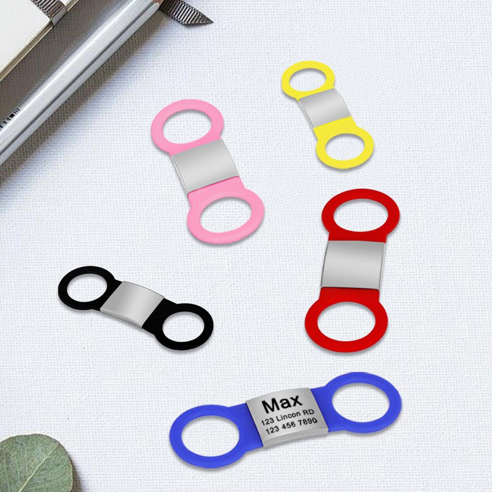 Nameplate Engraved Id Tag Dog Cat Collar Stainless Personalized Silicone Customize Anti-lost Accessory