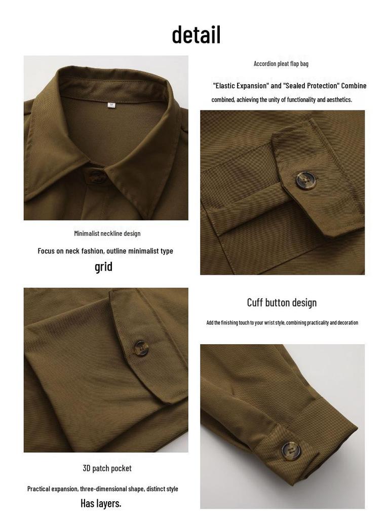 Męska Kurtka Robocza Myśliwska Retro Brytyjska na Wiosnę z Wieloma Kieszeniami