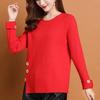 Fall/Winter Women's Crewneck Sweater Loose Slit Knitwear Pullover Solid Color Stretch Knit Top