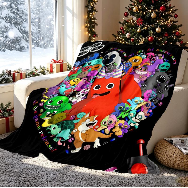 Game Rainbow Friends Pattern Blanket for Home Decoration, Bed, Sofa, Car Travel, Camping, Suitable for All Seasons, Birthday Christmas Gift