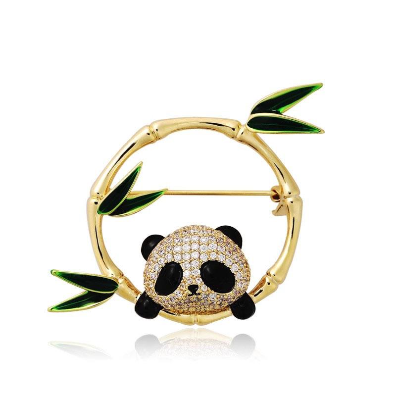 

Бамбуковая безопасная милая брошь в виде панды из зеленого бамбука, высококачественная женская брошь в национальном стиле, изысканная брошь для корсажа