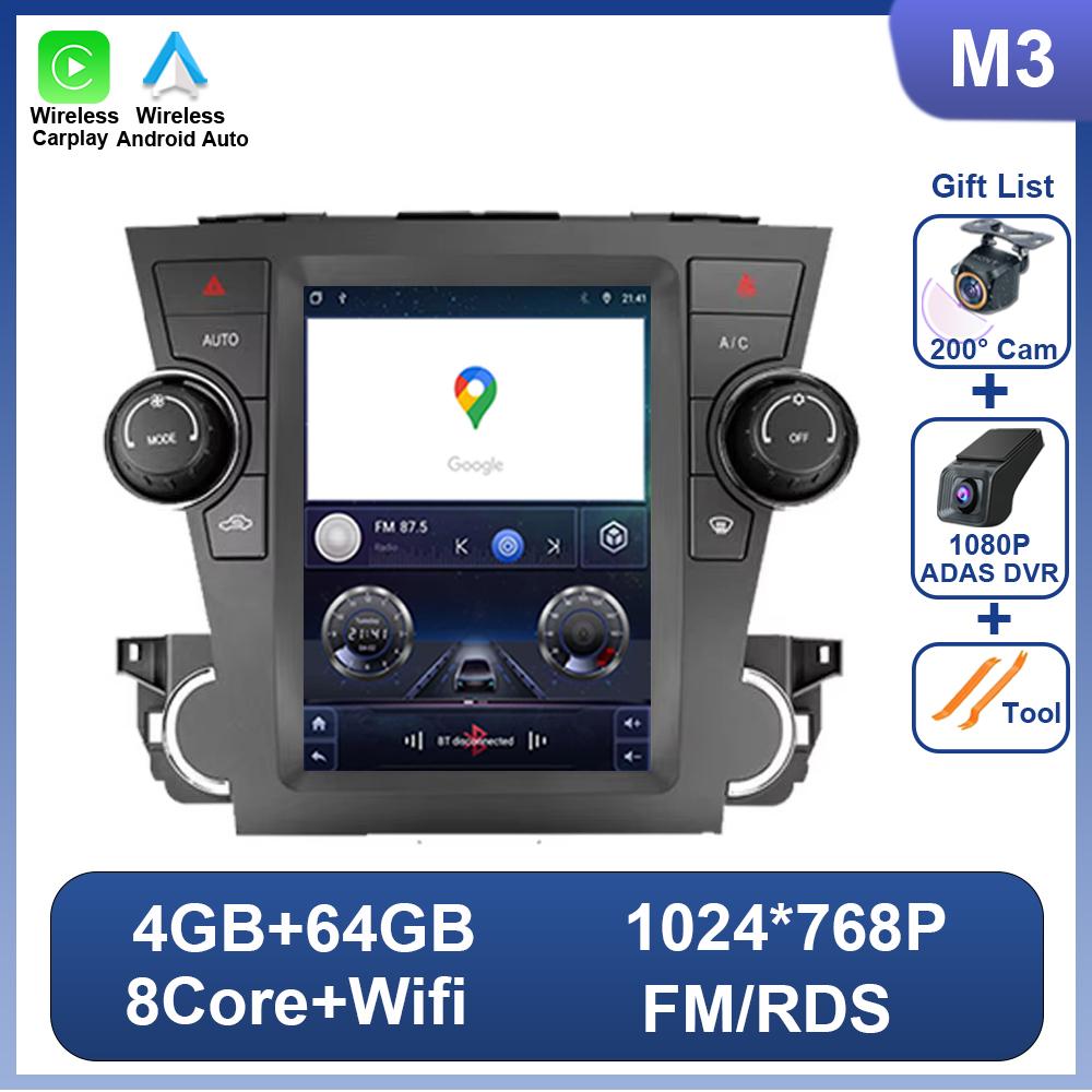 9.7 Inch Touch Screen For Toyota Highlander 2 XU40 2007 - 2013 Car Radio Video Multimedia Player No 2 Din Autoradio Android 14