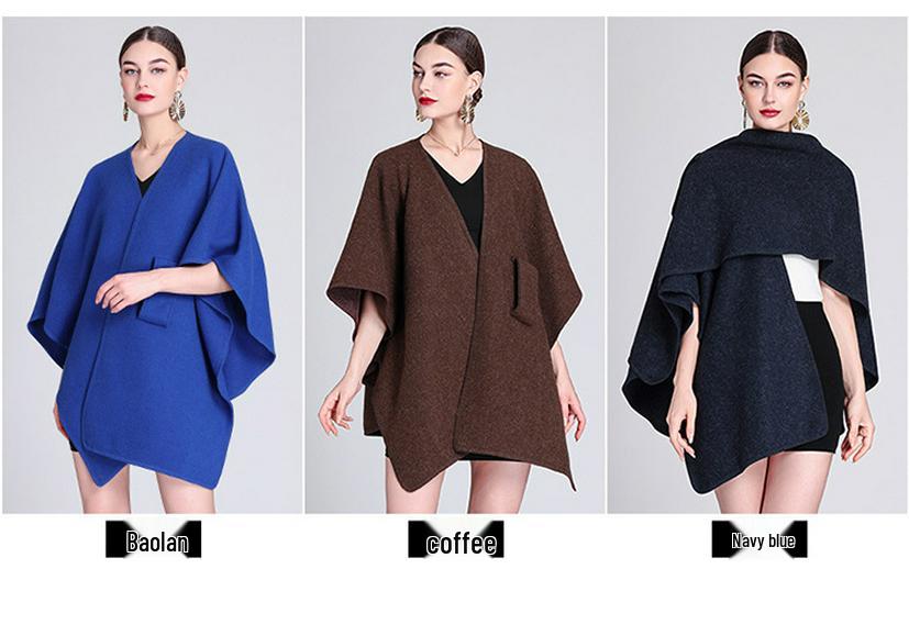 Autumn & Winter Fashion Scarf Shawl Cape: Plus Size Knit Cardigan Cloak Jacket for Women