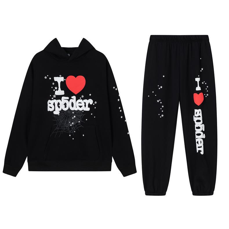 American SP5DER Spider Web Hoodie & Young Thub Trousers Sports Set for Men & Women