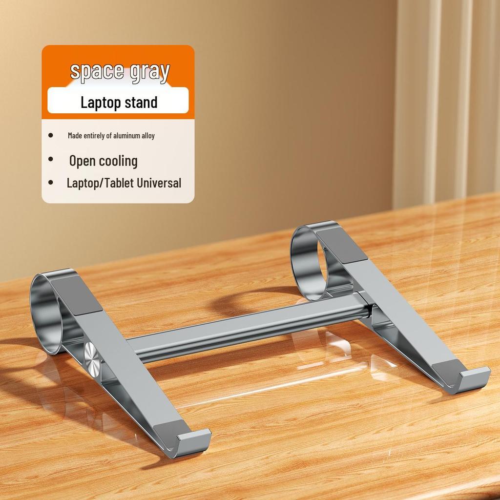 Aluminum Alloy Portable Laptop Stand with Cooling Function, Height Adjustable, Detachable, and Universal Fit.