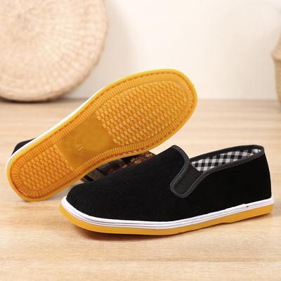 Chaussures en tissu Jing Chaussures d'exercice pour hommes Chaussures en tissu à semelle mille-feuilles Antidérapantes Résistantes à l'usure Chaussures en tissu traditionnelles à enfiler