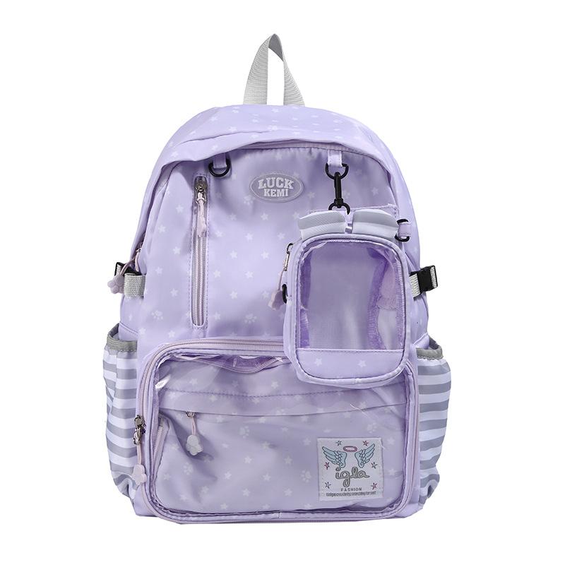 Schoolbag wholesale solid color schoolbag female cute girl polka dot high value junior high school students large capacity small fresh backpack