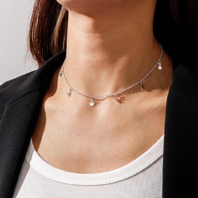 Modeschmuck Hals Alloy Material Stern Anhänger Halsband Schlüsselbein für Damen Teen
