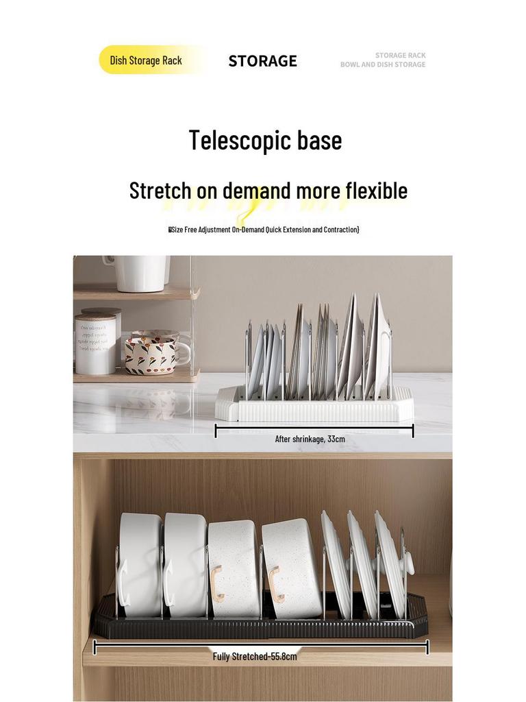 Telescopic Multi-Function Kitchen Rack for Pots, Lids, and Plates