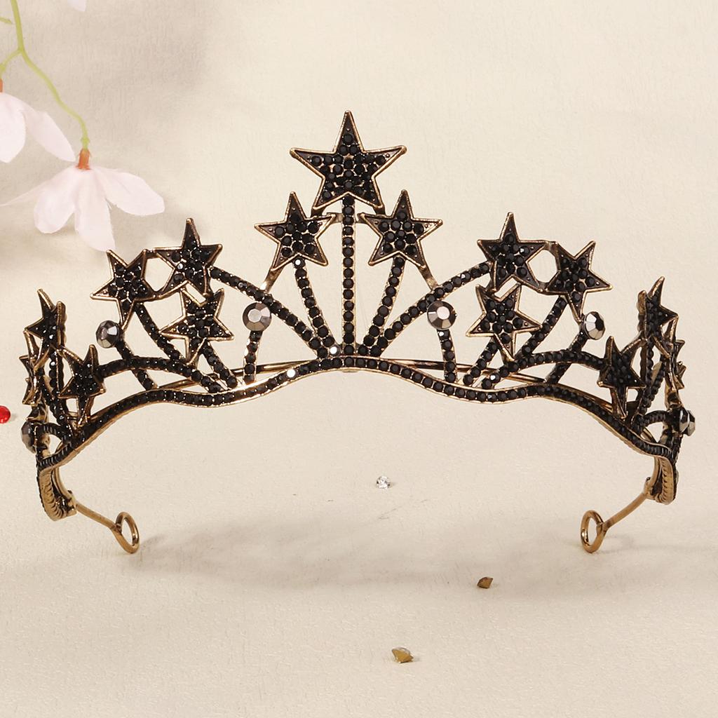 Halloween Jewelry Rhinestone Alloy Crown Holiday Party Dance Dress Headdress High-end Black Crown