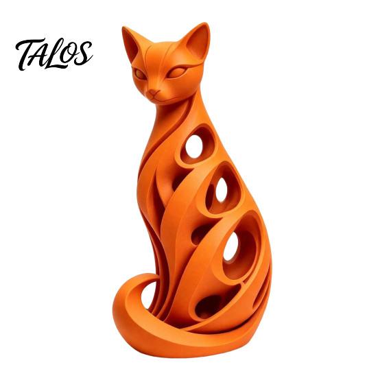 Birthday Presents for Friends 3D Printed Spiral Cat Figurine, Hollow Modern Abstract Sculpture Decorative Figurines Living Room Desk Shelf, Minimalist