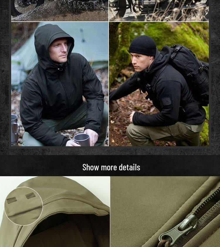 Men's Military Tactical Windbreaker Set: Waterproof, Warm, Outdoor Softshell Jacket with Plus Velvet for Mountaineering.