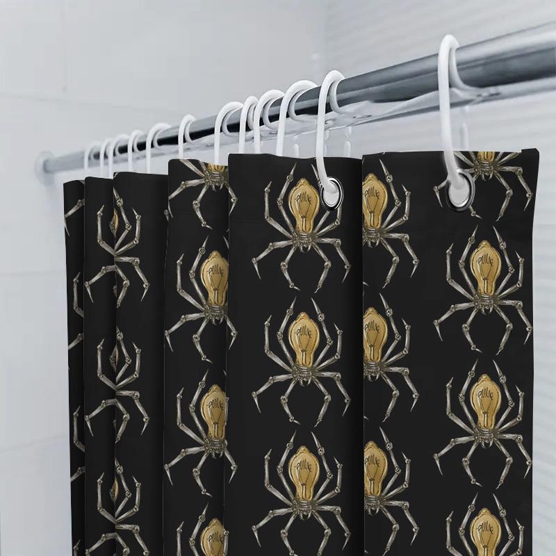 Bathroom Shower Curtain Set Waterproof Vintage Spiderweb Halloween Gothic Horror Decor Dark Room Divider Fabric