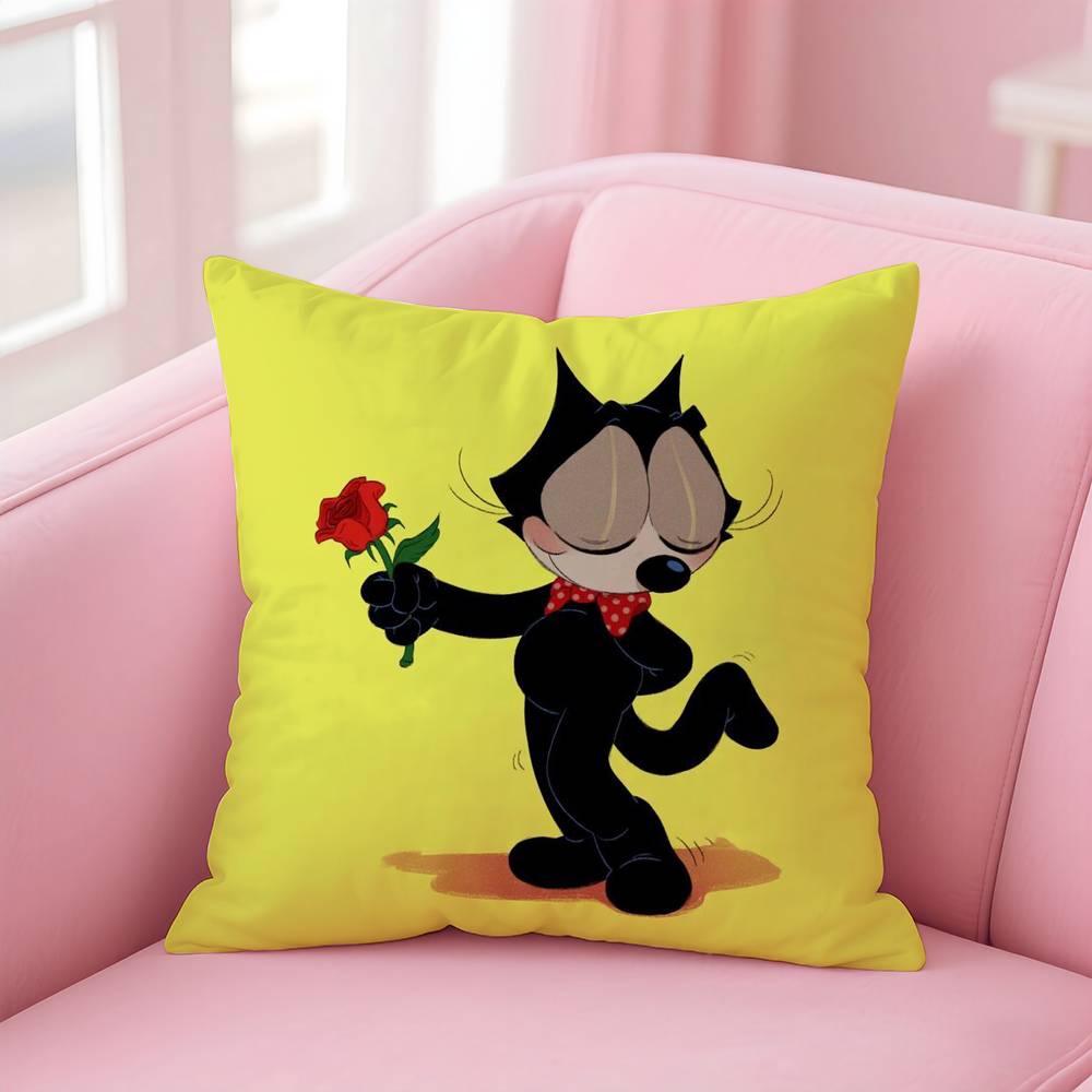 

F-Феликс Кот Изысканная наволочка Подушка против пылевых клещей Подушка с невидимой молнией Шелковистый короткий плюш Чехол для диванной подушки 16x16Inch