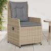 VidaXL Garden Reclining Chairs Set of 2 Beige Wicker, Reclining Garden Chair, Recliner Chair of 368655