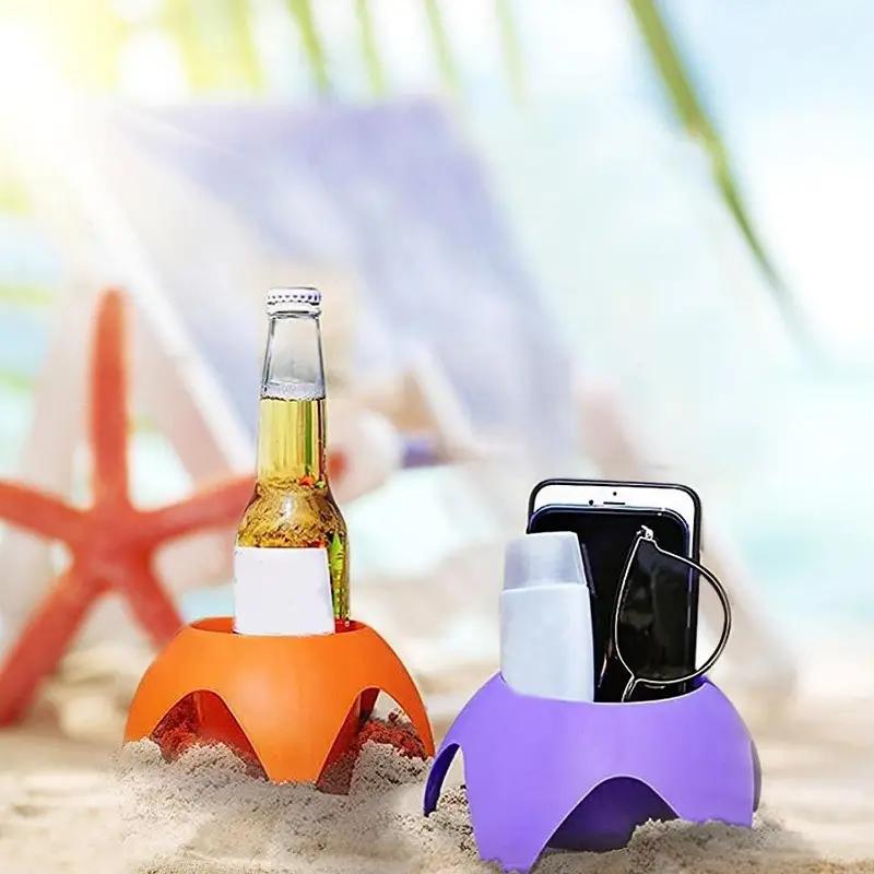 Tazza portaoggetti da spiaggia più venduta Portabicchieri da spiaggia per esterni Vassoio portaoggetti Portabevande da birra da spiaggia Portabicchieri da spiaggia