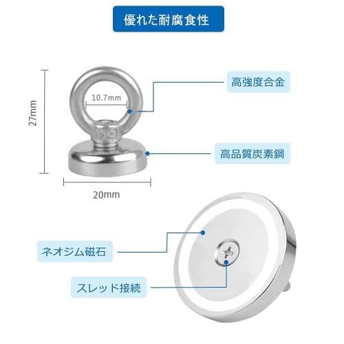 MAGHUNT [Set of 10] Strong Magnetic Hooks, 20mm Diameter, 12kg Vertical Load Capacity, for Kitchen Storage, Office/Business/Bathroom/Outdoor Use/Wall
