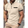 Men's Summer Casual Polo Shirt: Checked, Stand-up Collar, Short-sleeved Sports Shirt