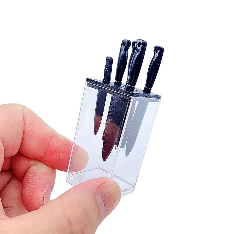 1/12 Dollhouse Knife Rest Model Mini Knives Set Toys Dollhouse Cooking Utensils Dolls House Kitchen Accessories