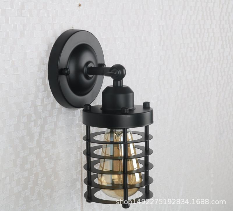 American Simple Loft Wall Light Country Industrial Retro Indoor Wall Lamp For Bedroom Living Room Bar Aisle Wrought Iron Sconce