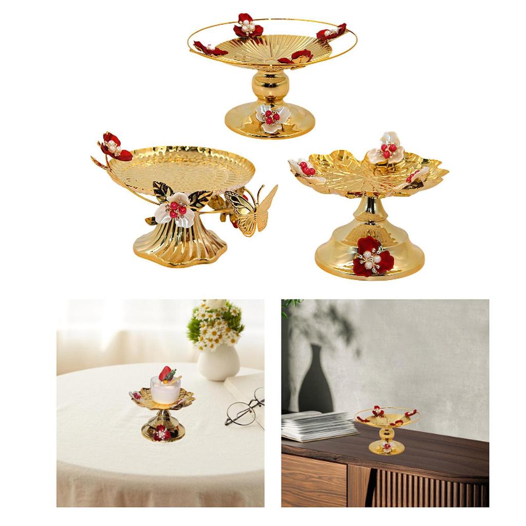 Pedestal Fruit Bowl Multiuse Retro Food Storage Dish Dessert Display Plate for Household Table Living Room Dinning Room Office