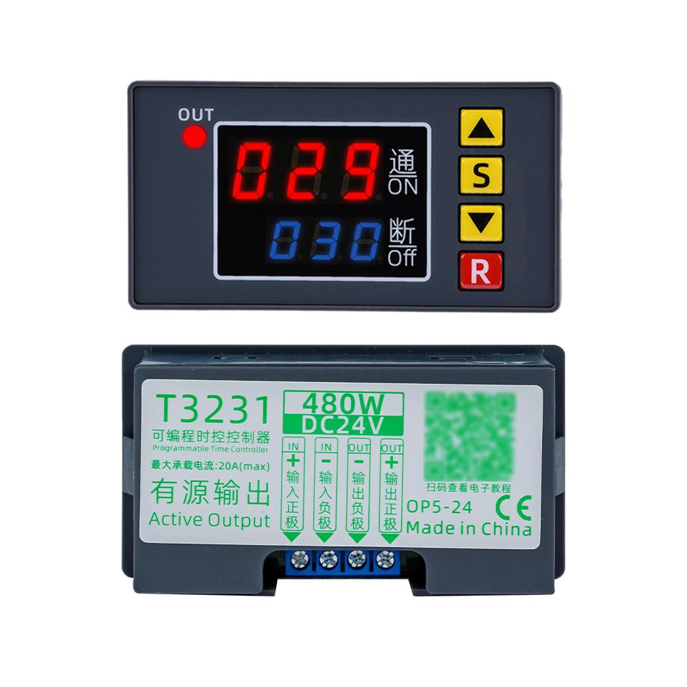 

T3231 AC 110V 220V DC 12V Цифровий реле часу зі світлодіодним дисплеєм Циклічний таймер Керуючий перемикач Регульований час Реле часу DC 24V 480W