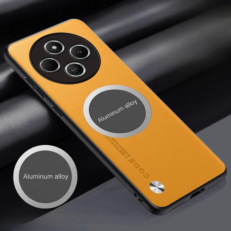 Metal Magnetic Car Holder Leather Case For Redmi A5 A4 A3 A3Pro 14C 4G 5G Skin Feel Carbon Fibre Shockproof Protect Cover