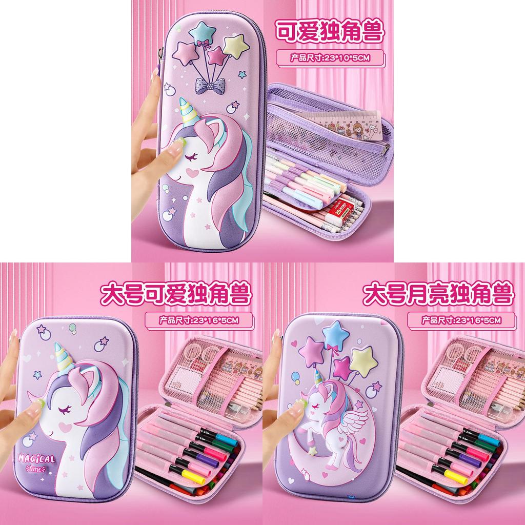 Childrens Eva Pencil Organizer With Cute Unicorn 3d Pattern For School And Gift