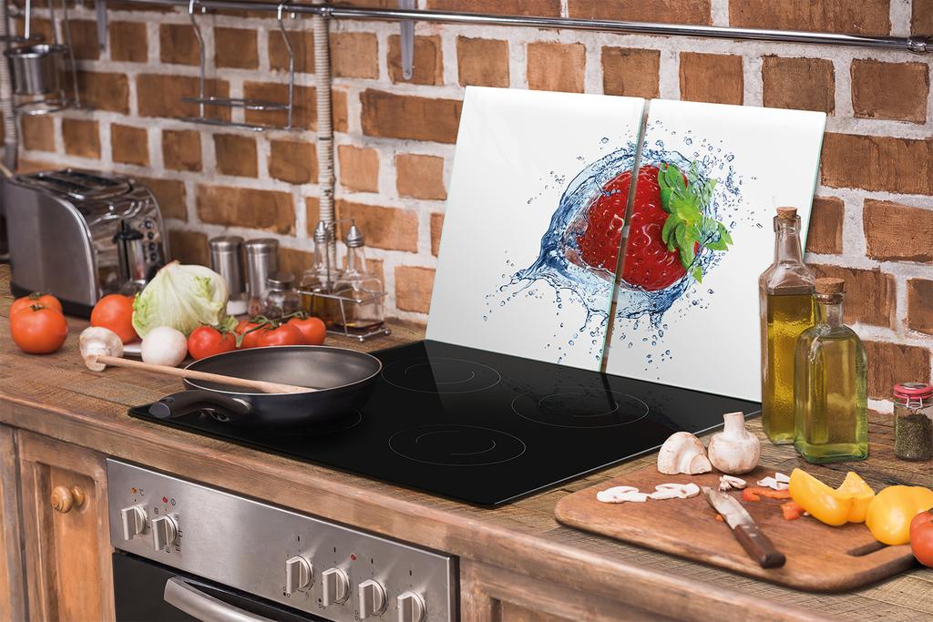 SZKLANA PŁYTA OCHRONNA NA KUCHENKĘ 75x52 TRUSKAWKA
