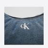 Calvin Klein Elegant Commuter Metal Letter Underarm Bag Dumpling Bag Fabric Shoulder Bag Medium Women Bags Light-Blue-Denim 4F3207G-VGO