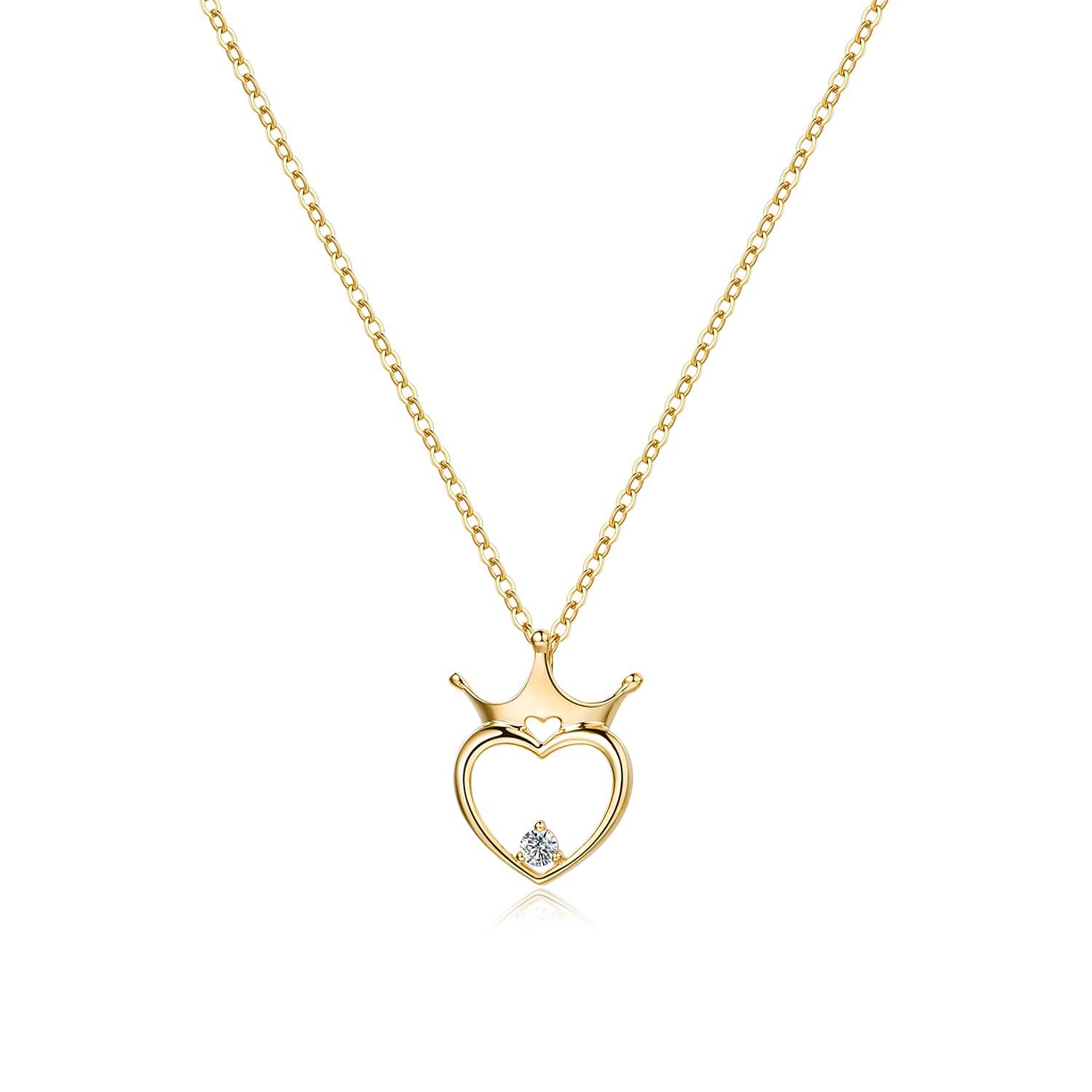 

K18 Yellow Gold Necklace for Natural Diamond Open Heart Anniversary Gift Wrapping Included [FANCIME] Women, Crown, Dangle, Mother s Day, Christmas, золотий