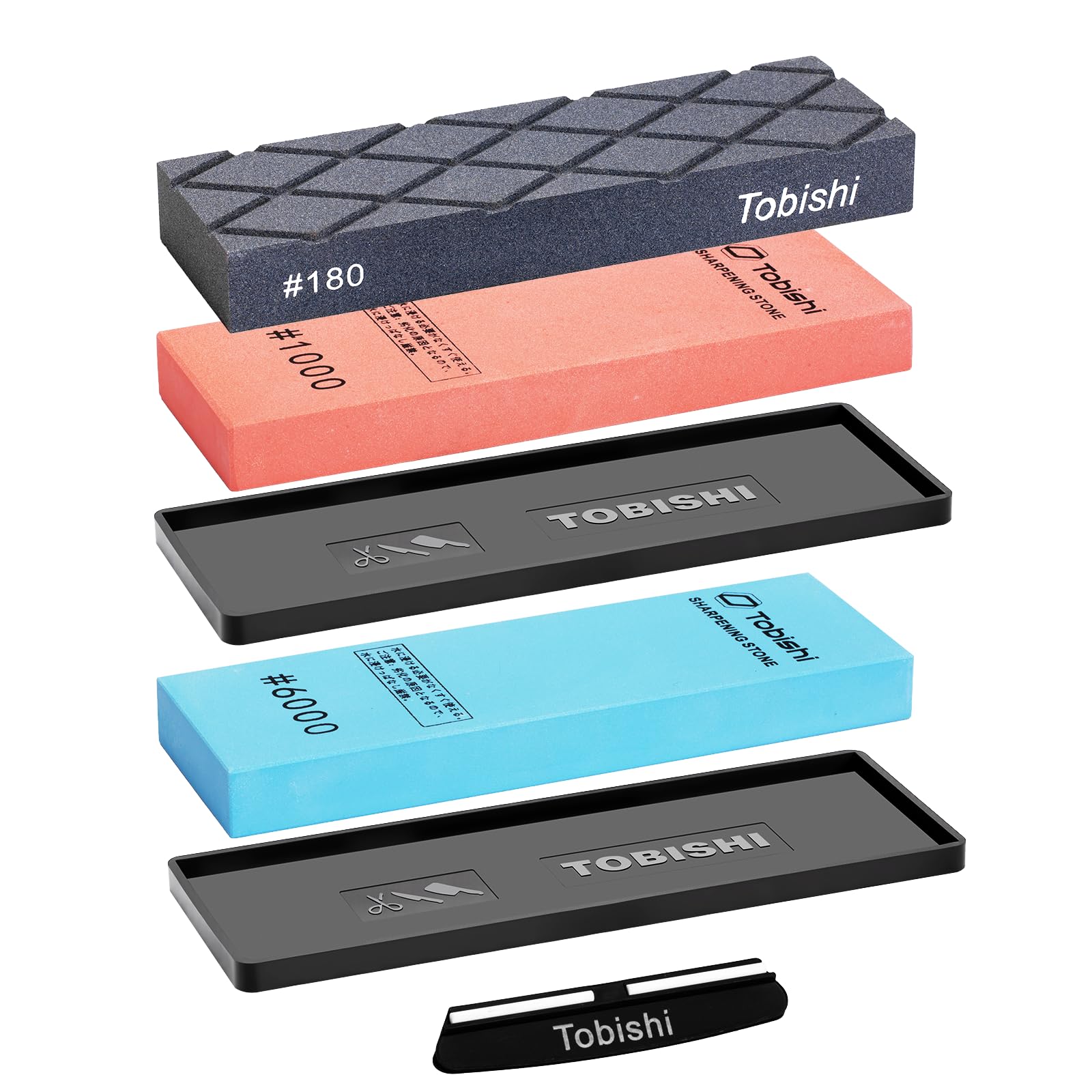 

Tobishi Knife Sharpening Stone, Newly Manufactured, #1000 & #6000 Grits, Precise Grit, Non-Absorbent, Heavy-Duty Non-Slip Rubber, Large Size, Includes
