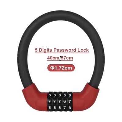 Portable Anti-Theft Cable Lock for Bicycles with 5-Digit Password Silicone Wrapped Anti-Rust Alloy Bold Design for Security
