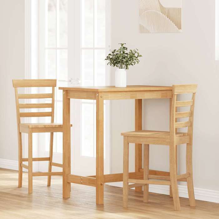 VidaXL Tabourets de bar 2 pcs naturel bois massif d'hévéa, chaise, chaise de bar de cuisine, chaise de restaurant, chaise de 4102540