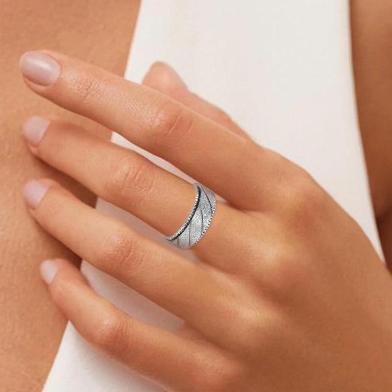 Personalized and Creative Three Color Frosted Stainless Steel Ring, Rotatable Couple Ring, Men's Fashionable and Trendy