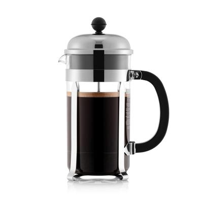 BODUM Coffee Maker Coffee Press CHAMBORD French Press Coffee Maker 1000ml Silver Stainless Steel Filter Glass Beaker Immersion Type Coffee [Genuine