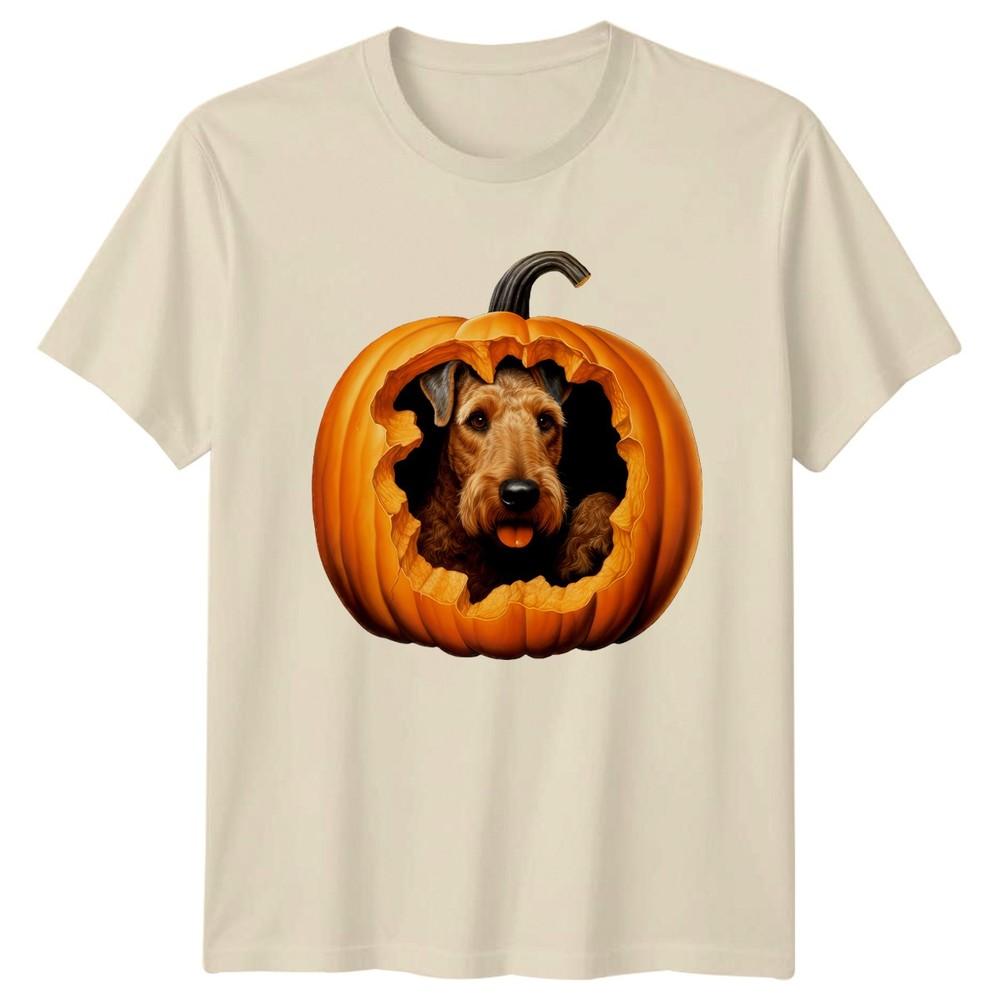 Airedale Terrier Pumpkin TShirt Airedale Terrier Dogs Halloween Gift For Him