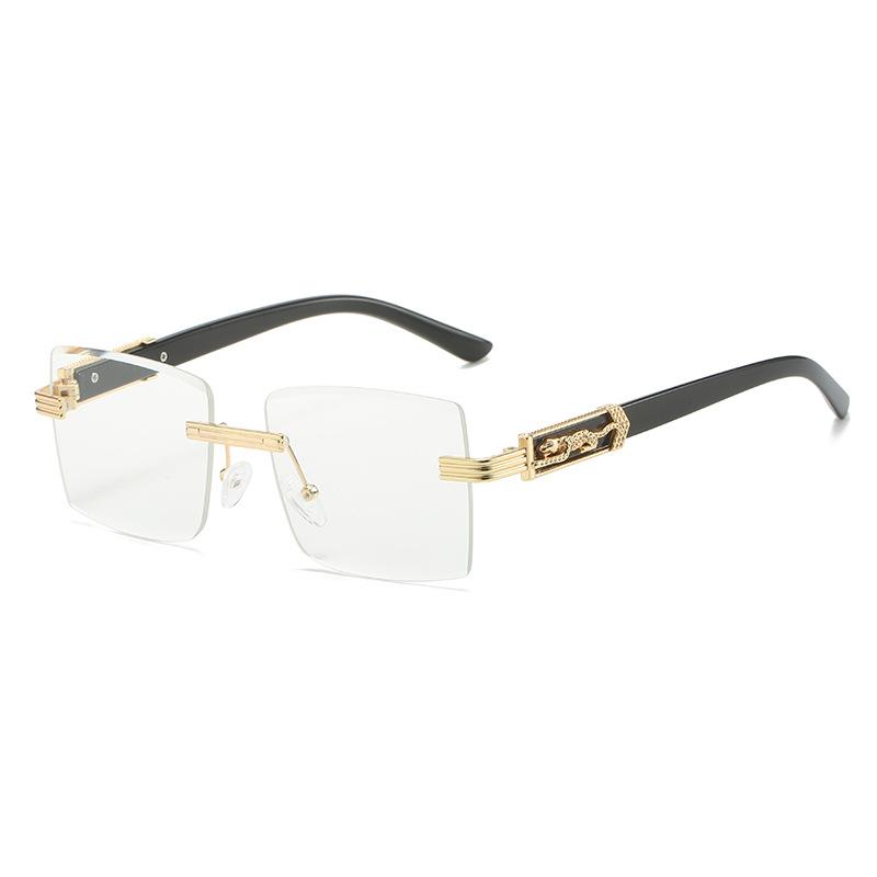 

Солнцезащитные очки без оправы, ретро-очки с квадратной оправой, персонализированные леопардовые солнцезащитные очки Uv400 regular