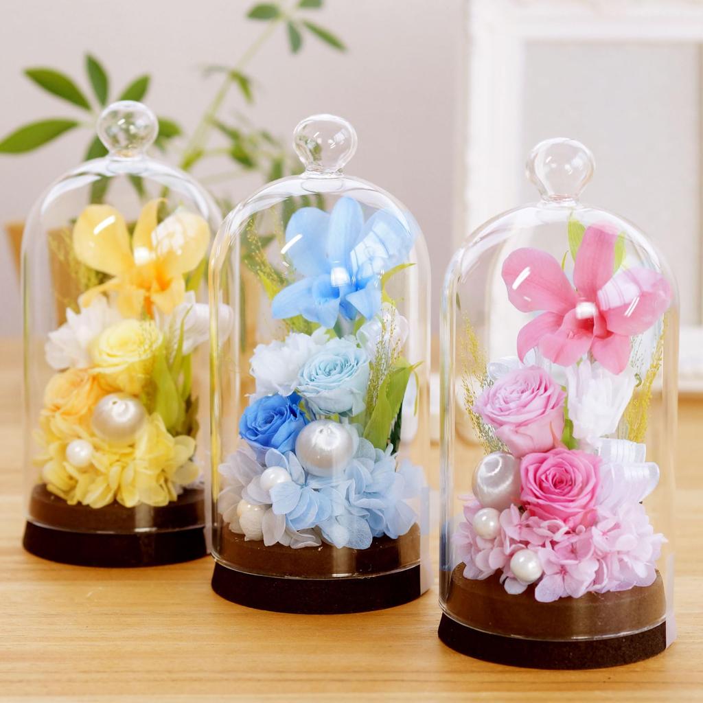 Hana Marika Sympathy Flowers, Preserved Flowers, Memorial Flower Dome, Incense Set, Incense and Flowers, Gift (Purple & Lavender Set)