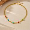 Gold Multicolor Stone Necklace Dainty Choker For Women