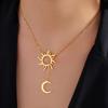 Sun Moon Pendant Necklace Women Fashion Stainless Steel Clavicle Chain Jewelry Gift for Friends New Arrival