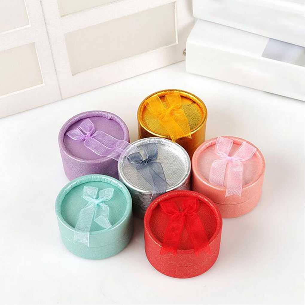 

5шт красочная круглая форма маленькие ювелирные изделия подарочный чехол коробки для кольца серьги ювелирный дисплей