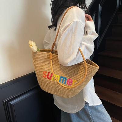 Vegetable Basket Shoulder Bag Spring and Summer New Rope Woven Bag Women's Large Capacity Lightweight Tote Bag Fashion Big Bag
