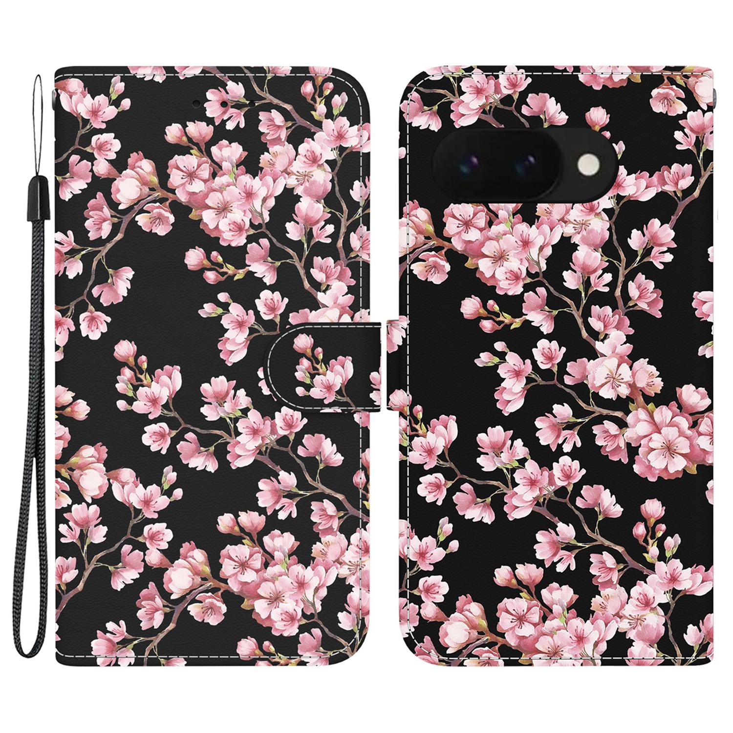 

For Google Pixel 9a Wallet Phone Case Anti-Drop Leather Flip Cover Pattern Printing Plum Blossom
