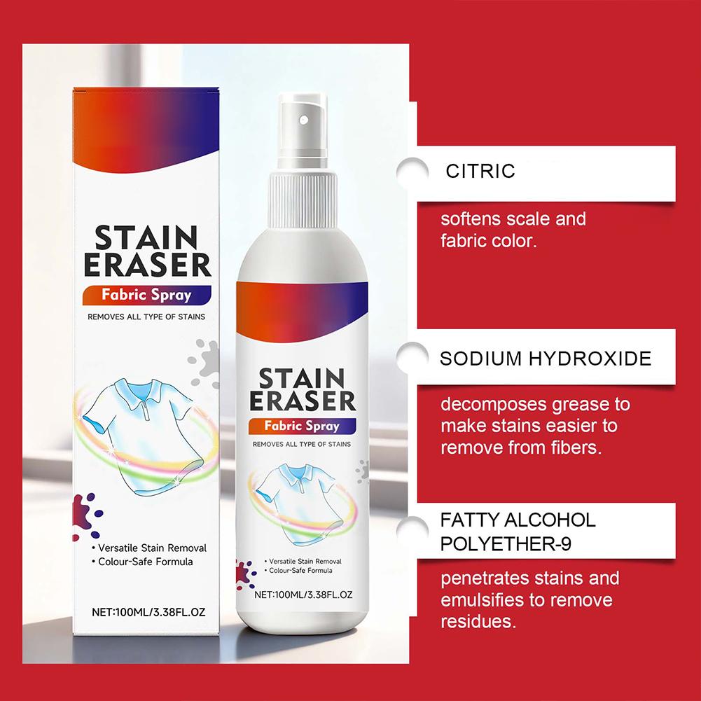 1PCS Fabric Stain Remover 100ml Powerful Cleaner Stubborn Spot Treatment Laundry Detergent Gentle Formula Clothes Care Spray