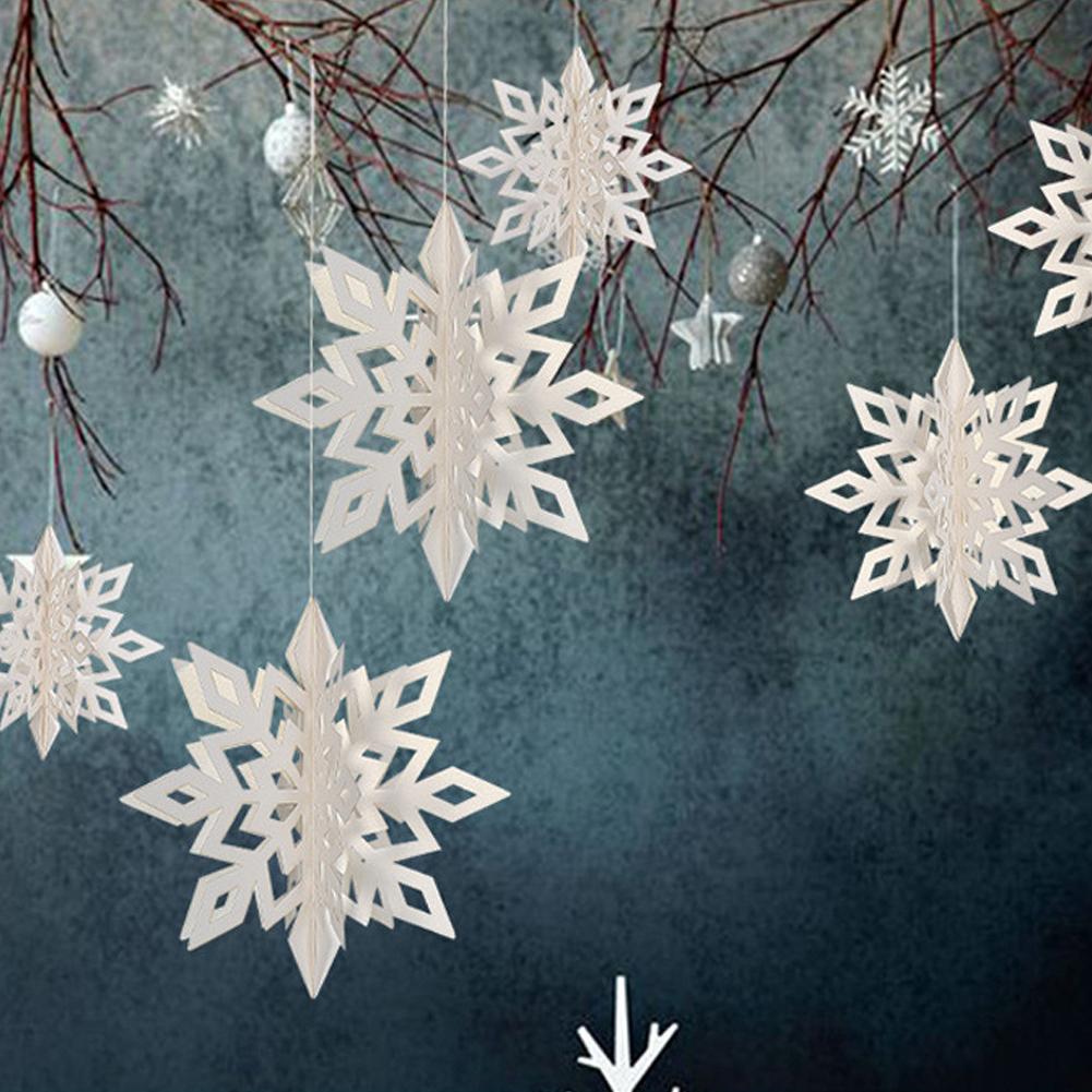 Pearl Paper Snowflake Ornaments for Christmas and New Year Decoration Pack of 6